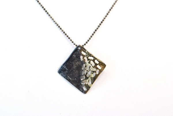 Oxidised silver neclase with 18k gold