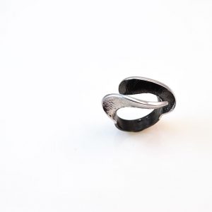 Rhodium&oxidised silver ring