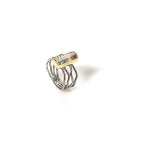 Silver & 18 ct Gold Ring
