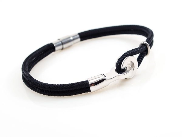 Men 925 silver Bracelet with Black Navy Rope
