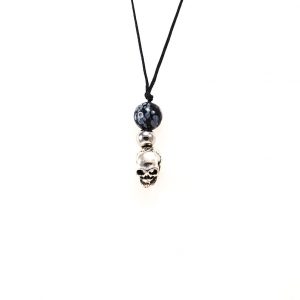 Silver skull with Snowflake  Necklase