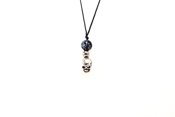Silver skull with Snowflake  Necklase
