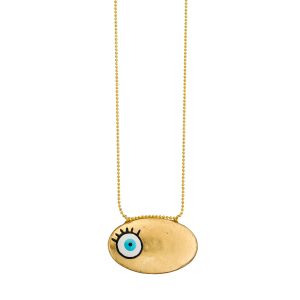 Evil Eye Enameled Brass Necklace