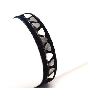 Adjastable  suede  cord  & oxidised  Silver Bracelet
