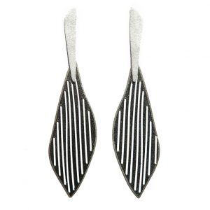 Long Gold plated & Oxidised  mat finishing Silver Earrings