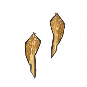 Long Gold plated & Oxidised Silver Earrings mat finishing