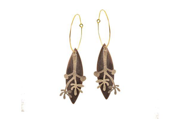 Long statement Leaf earrings with hooks