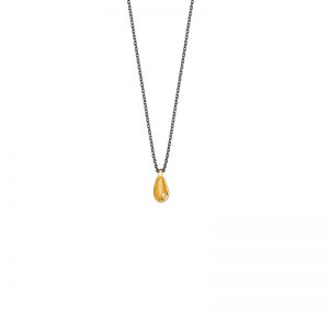 Gold  tiny pebble pendant with pearls