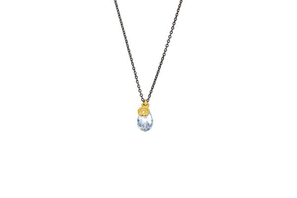 Gold pendant with drop Aquamarine and Zirgon