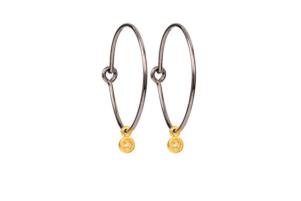 Silver and Gold  hoop earrings with zirgon