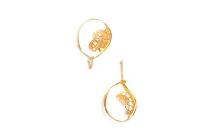 Handmade Gold Plated  Brass Earrings with Pearls
