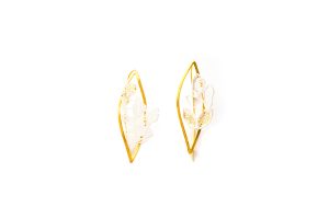 Handmade Brass Gold Plated  Earrings With Citrin
