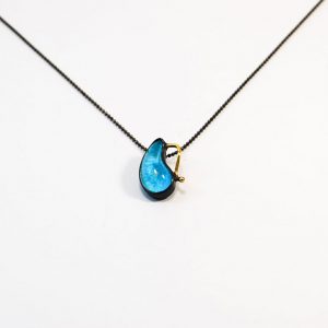 Turquoise &quartz doublet with gold 18ct &oxidised silver neclase