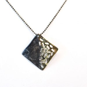 Oxidised silver neclase with 18k gold