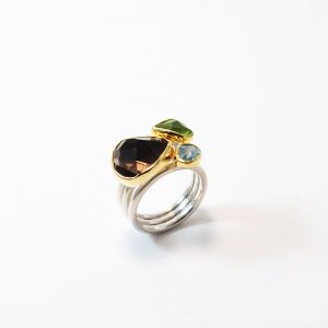 Turquoise 18ct gold &silver ring