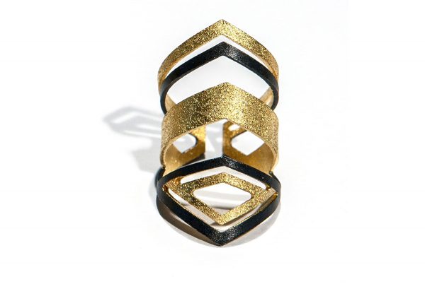 Long Goldplated  3 colors with mat finishing Silver Ring