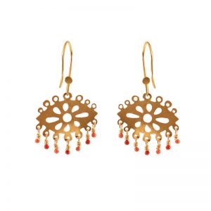 Laser cut hook earrings with enamel & gold plated silver