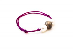 Adjustable Bracelet with pearls & brass