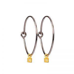Silver and Gold  hoop earrings with zirgon