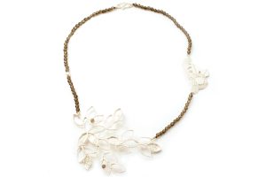 Handmade Silver Necklace with Smoke Quartz & Pearls